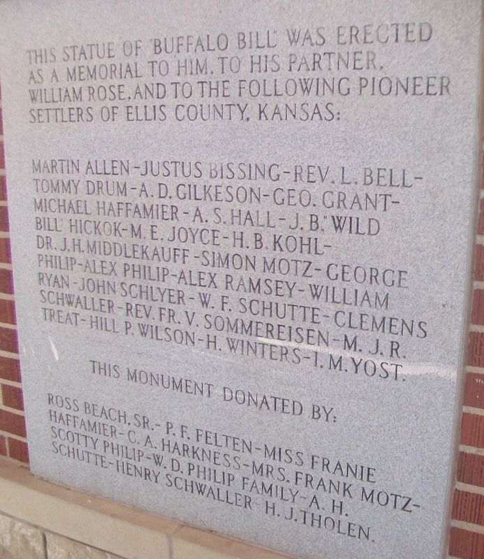 Col. Wm. F. "Buffalo Bill" Cody Marker (back). Click for full size. Col. Wm. F. "Buffalo Bill" Cody Marker (back) image. Click for full size.