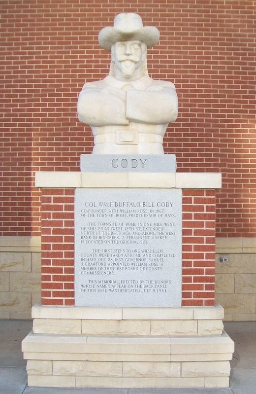 Col. Wm. F. "Buffalo Bill" Cody Statue and Marker. Click for full size. Col. Wm. F. "Buffalo Bill" Cody Statue and Marker image. Click for full size.