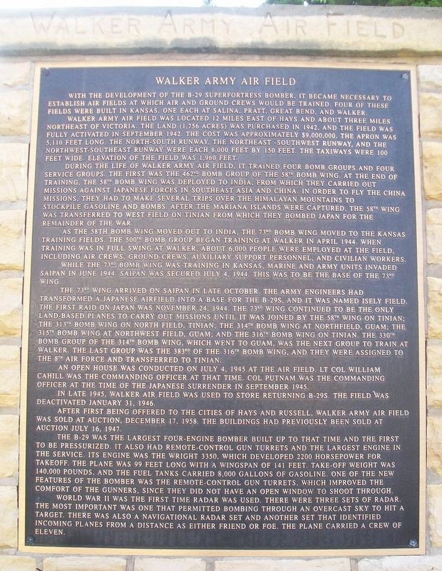 Walker Army Airfield Marker image. Click for full size.