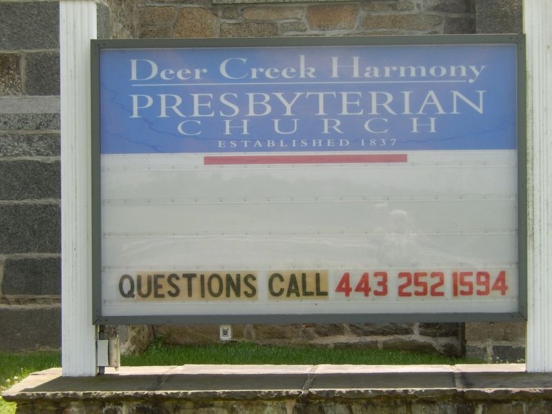 Deer Creek Harmony Presbyterian Church Marker image. Click for full size.