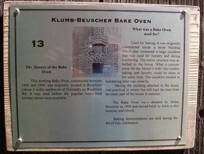 Klumb-Beuscher Bake Oven Marker. Click for full size. Klumb-Beuscher Bake Oven Marker image. Click for full size.