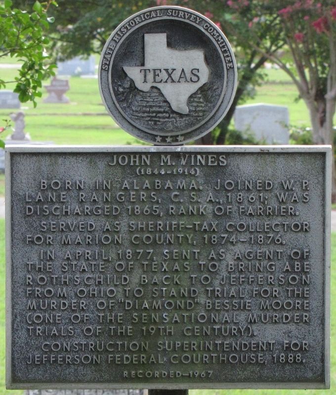 John M. Vines Texas Historical Marker image. Click for full size.