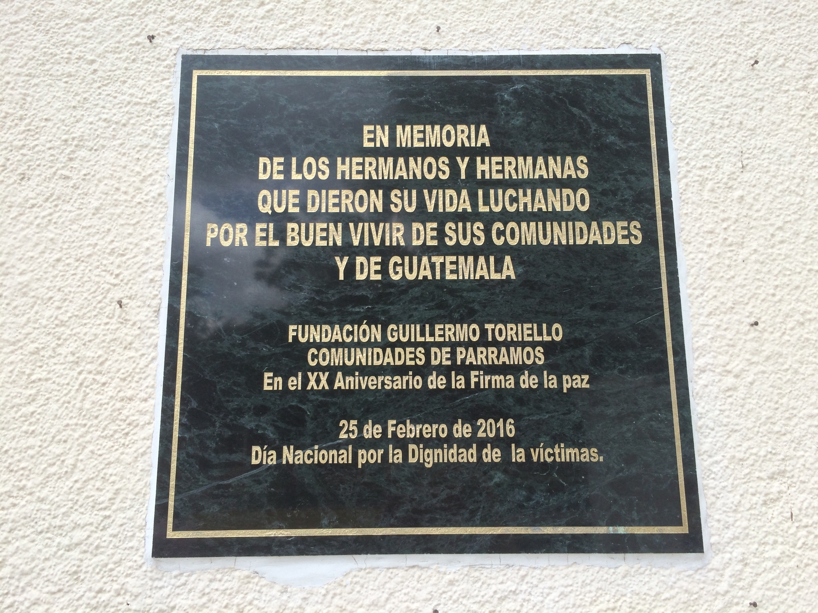 The 20th Anniversary of the Guatemalan Peace Accords Marker