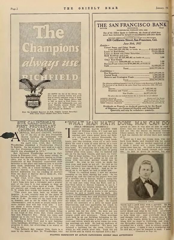 The Grizzly Bear - January 1933, p.2 image. Click for full size.