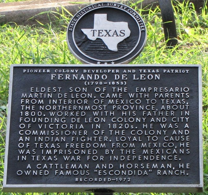 Fernando De Leon Texas Historical Marker image. Click for full size.