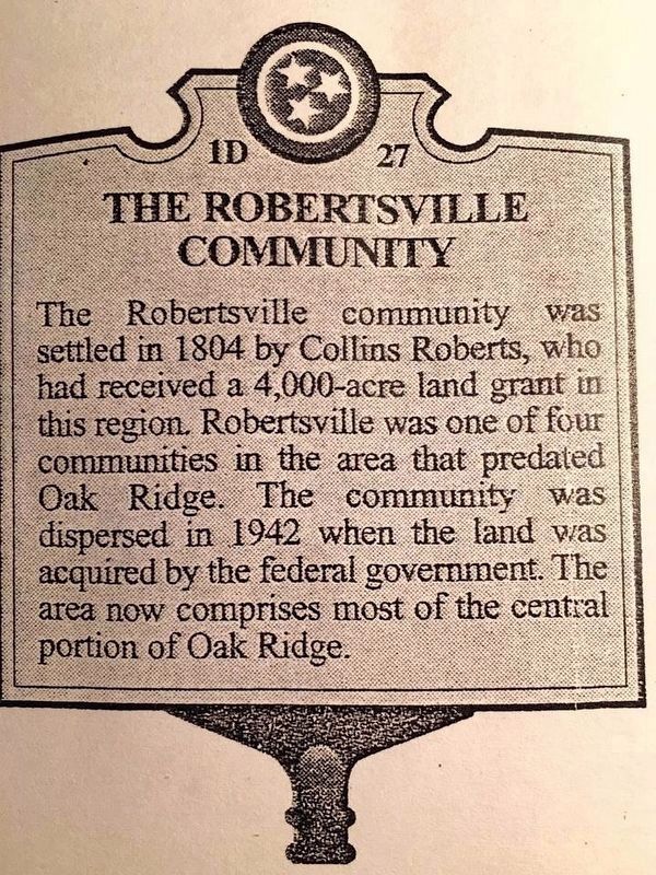 The Robertsville Community Marker image. Click for full size.