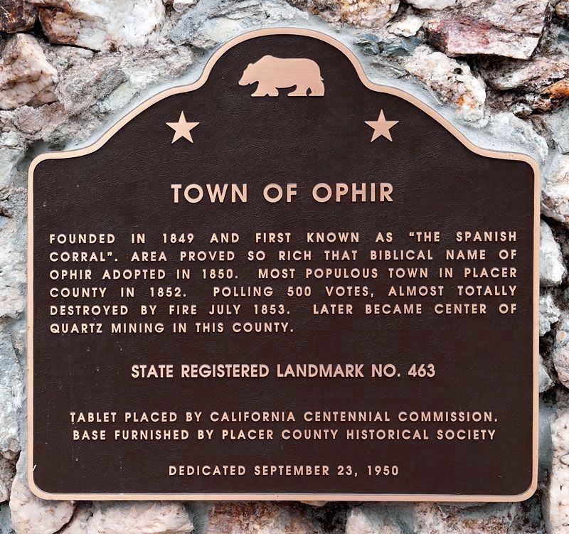 Town of Ophir Marker (Replacement) image. Click for full size.