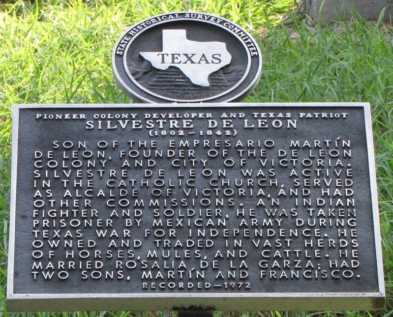 Silvestre De Leon Texas Historical Marker. Click for full size. Silvestre De Leon Texas Historical Marker image. Click for full size.