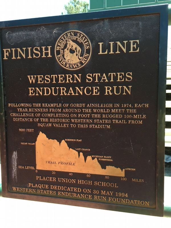 Western States Endurance Run Finish Line Marker image. Click for full size.