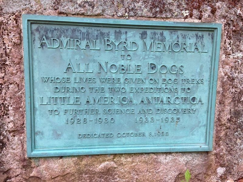Marker dedicated by Admiral Byrd: image. Click for full size.