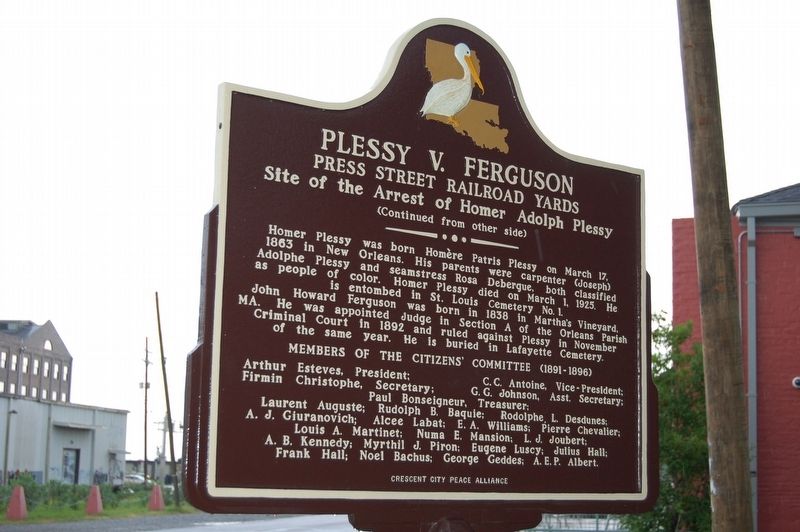 Plessy V. Ferguson Marker image. Click for full size.