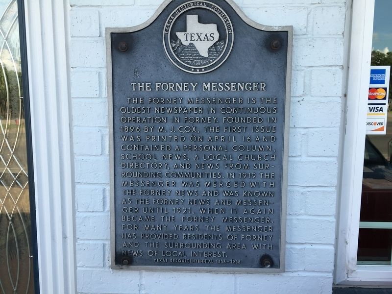 The Forney Messenger Marker image. Click for full size.
