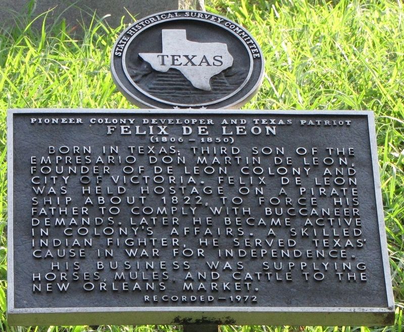 Felix De Leon Texas Historical Marker image. Click for full size.