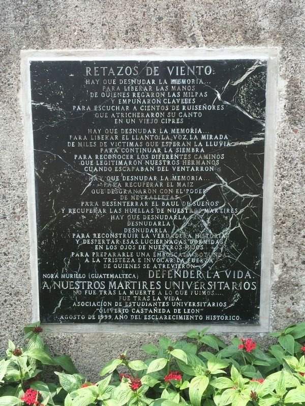 Martyrs' Plaza of the University of San Carlos of Guatemala Marker reverse image. Click for full size.