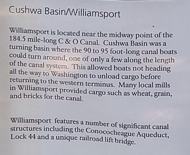 Cushwa Basin/Williamsport Marker image. Click for full size.