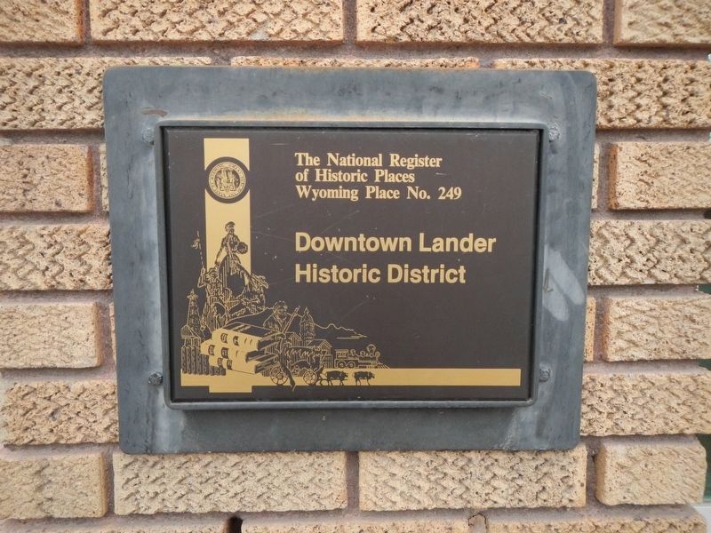 Downtown Lander Historic District plaque image. Click for full size.