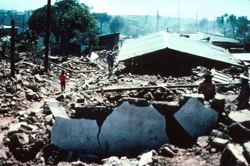 The nearby town of Patzicia after the 1976 earthquake in Guatemala image. Click for full size.