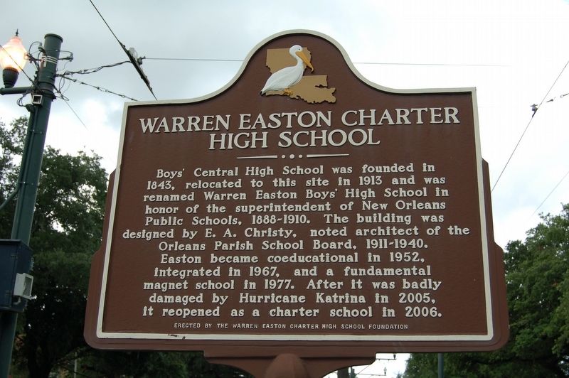 Warren Easton Charter High School Marker image. Click for full size.