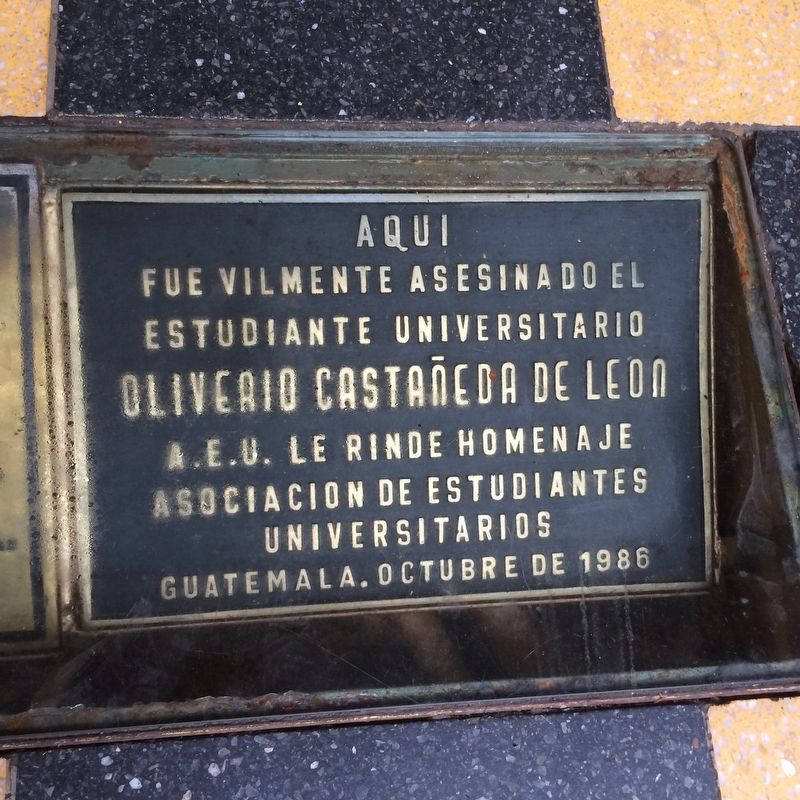 Assassination of Oliverio Castañeda de Leon additional marker image. Click for full size.