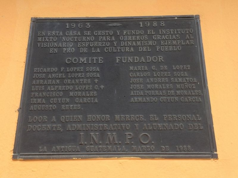 Workers Night School of Antigua Guatemala Marker image. Click for full size.