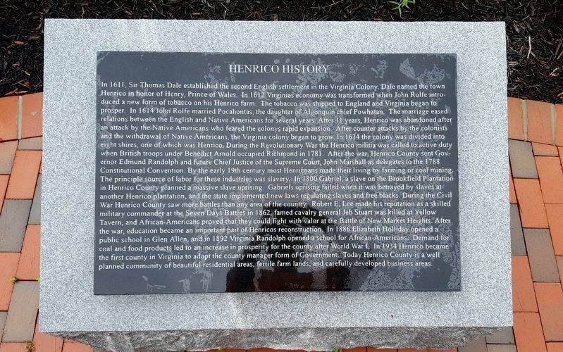 Henrico History Marker image. Click for full size.