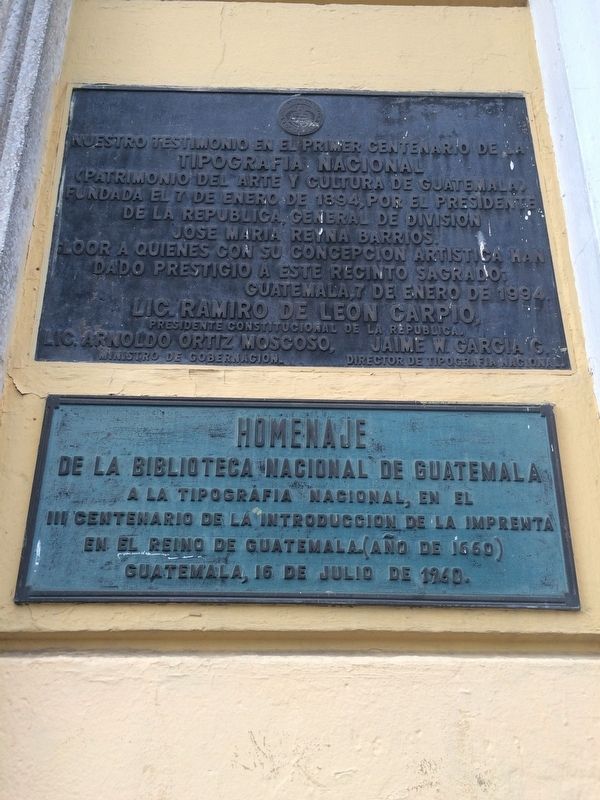 300th Anniversary of the Printing Press in Guatemala Marker image. Click for full size.