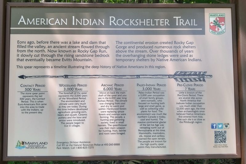 American Indian Rockshelter Trail Marker. Click for full size. American Indian Rockshelter Trail Marker image. Click for full size.