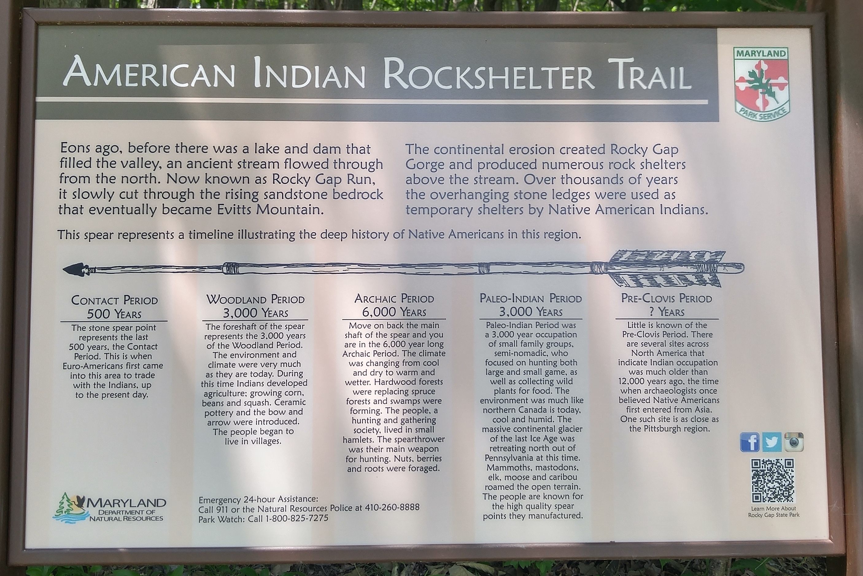 American Indian Rockshelter Trail Marker