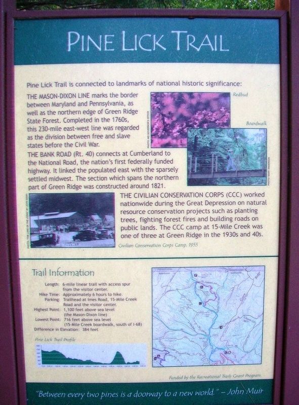 Pine Lick Trail Marker image. Click for full size.