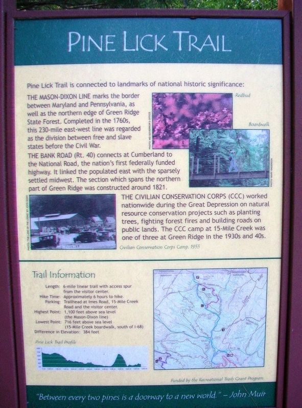 Pine Lick Trail Marker. Click for full size. Pine Lick Trail Marker image. Click for full size.