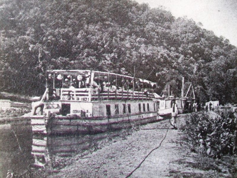Mertens' C&O Canal Boat Photo on Long Pond Trail Marker image. Click for full size.