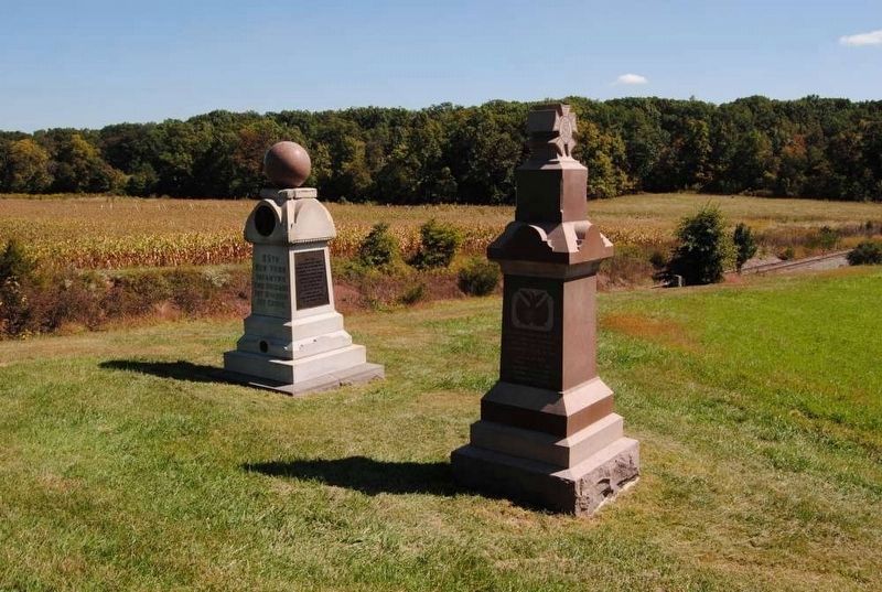 95th New York Infantry Monument (Left)<br>Railroad Cut in Background image. Click for full size.