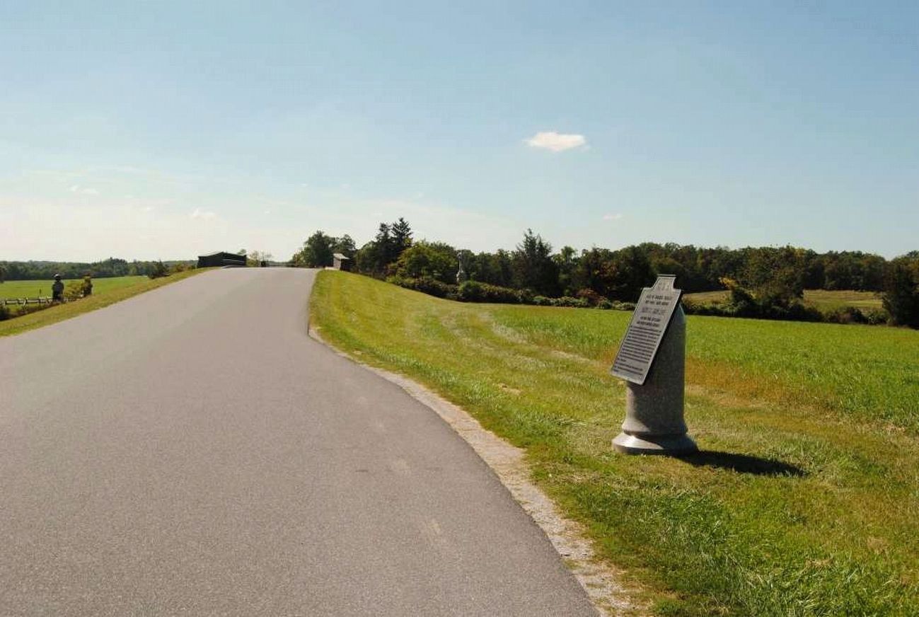 Davis's Brigade Marker<br>Looking South Along Reynolds Avenue. Click for full size. Davis's Brigade Marker<br>Looking South Along Reynolds Avenue image. Click for full size.