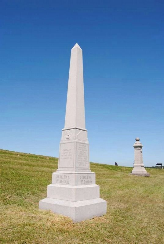 3rd Indiana Cavalry Monument<br>147th New York Infantry in Background image. Click for full size.