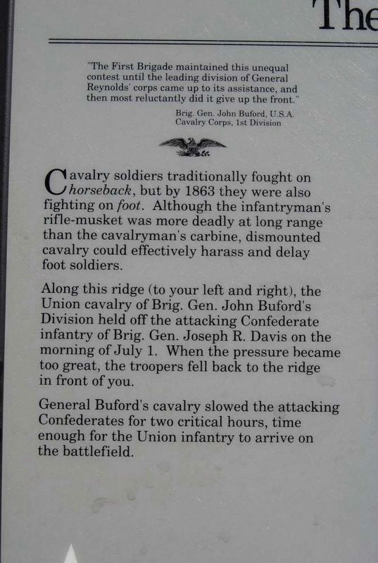 The Cavalry Buys Time Marker<br>Main Text. Click for full size. The Cavalry Buys Time Marker<br>Main Text image. Click for full size.