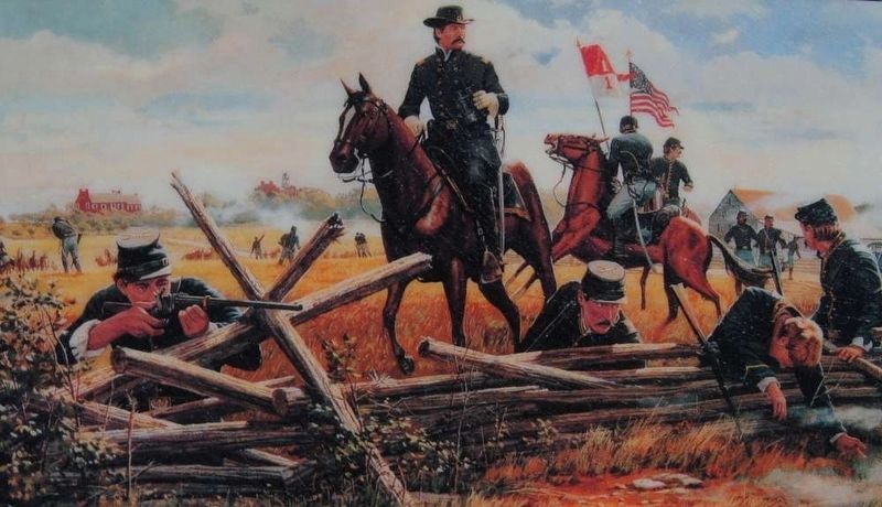 The Cavalry Buys Time Marker<br>Brig. Gen. John Buford and His Union Cavalry. Click for full size. The Cavalry Buys Time Marker<br>Brig. Gen. John Buford and His Union Cavalry image. Click for full size.