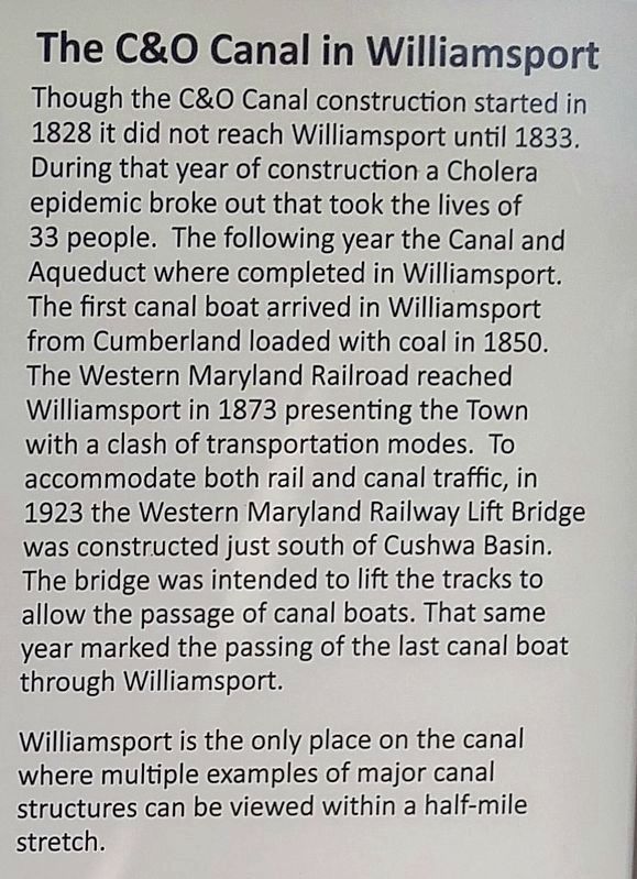 The C&O Canal in Williamsport Marker image. Click for full size.