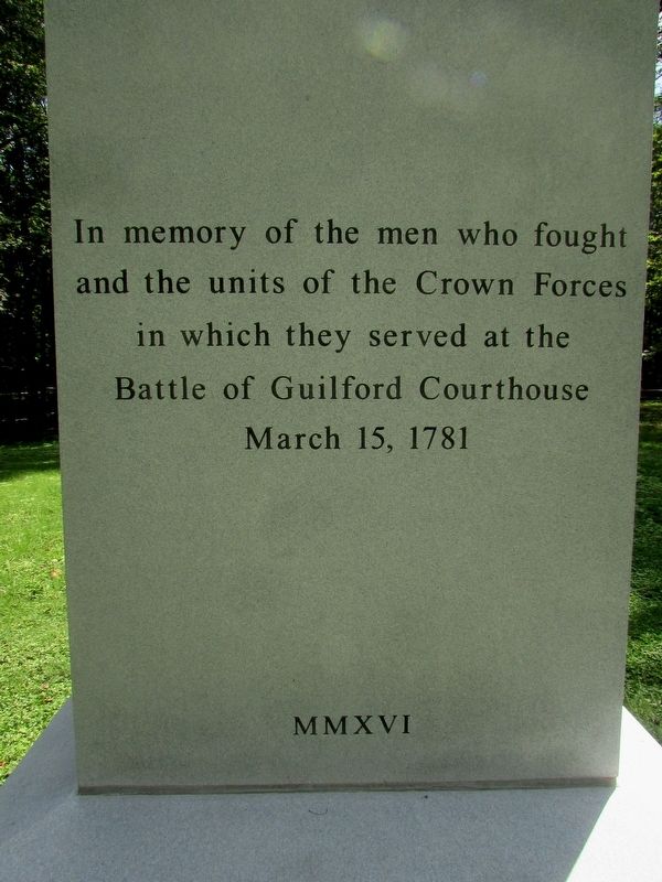 Crown Forces at the Battle of Guilford Courthouse Marker image. Click for full size.