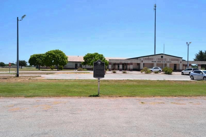 Marker in Front of Grape Creek High School. Click for full size. Marker in Front of Grape Creek High School image. Click for full size.