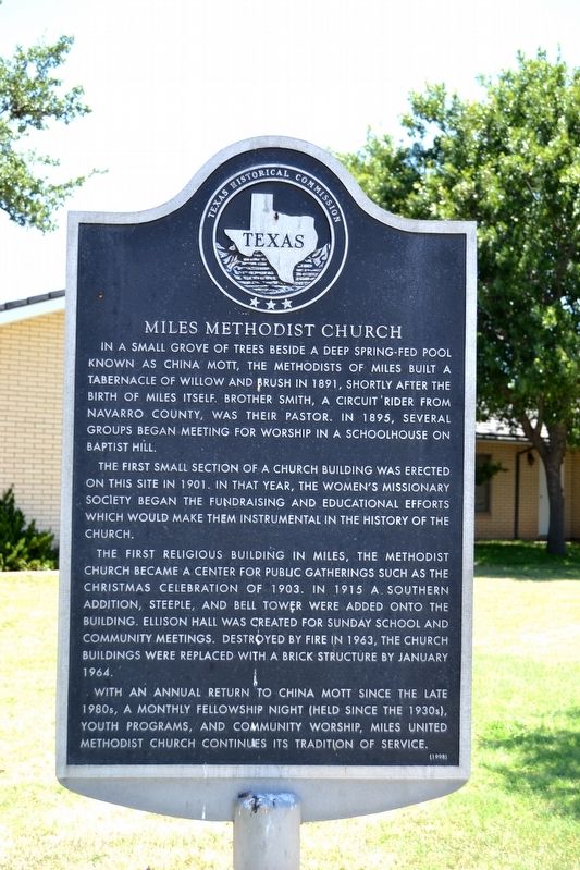 Miles Methodist Church Marker image. Click for full size.
