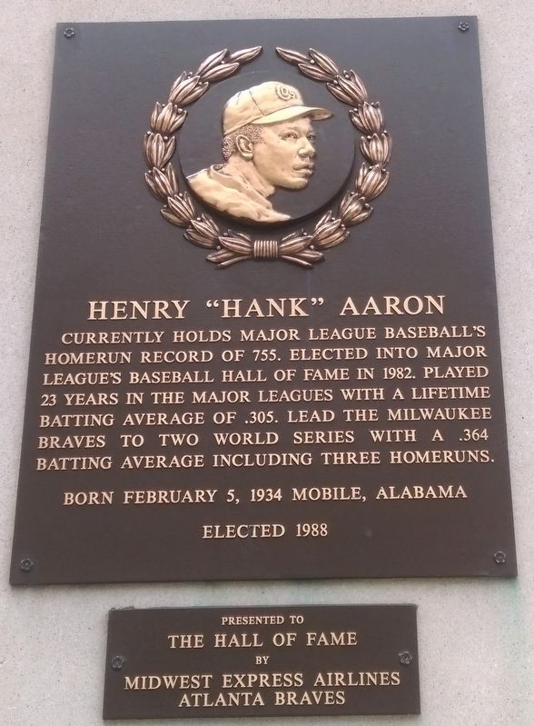 Henry "Hank" Aaron Marker image. Click for full size.