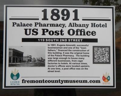 Palace Pharmacy, Albany Hotel, US Post Office Marker. Click for full size. Palace Pharmacy, Albany Hotel, US Post Office Marker image. Click for full size.