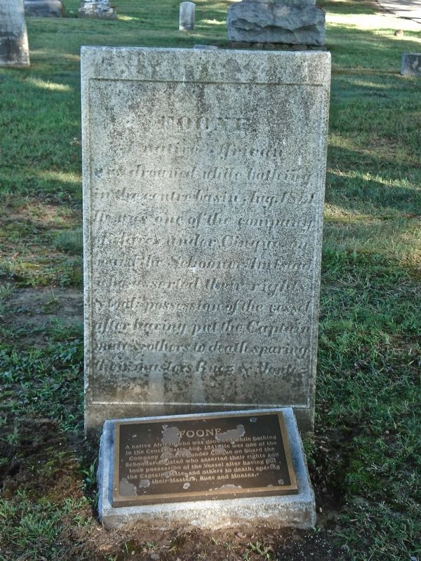 Foone’s burial site at Riverside Cemetery image. Click for full size.