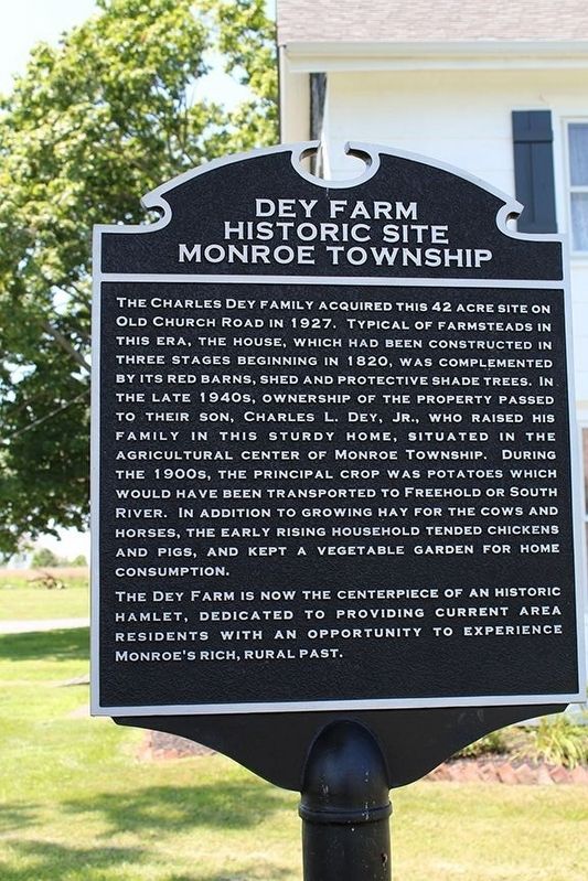 Dey Farm Historic Site Monroe Township Marker image. Click for full size.