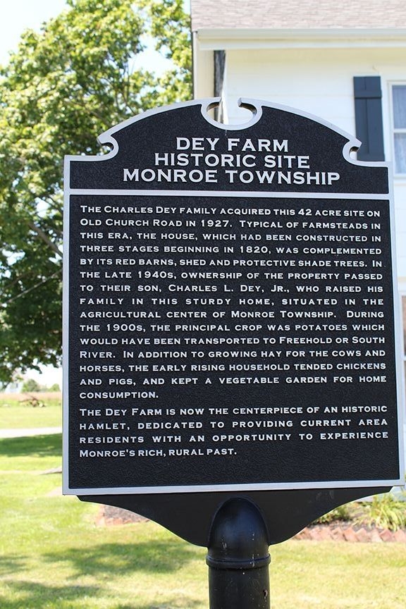 Dey Farm Historic Site Monroe Township Marker