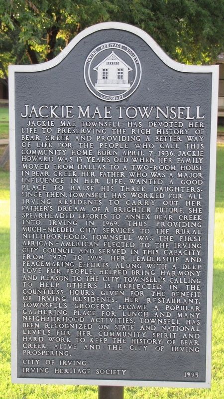 Jackie Mae Townsell Marker image. Click for full size.