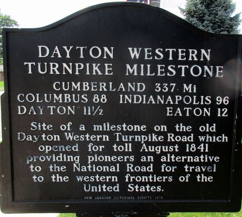 Dayton Western Turnpike Milestone Marker image. Click for full size.