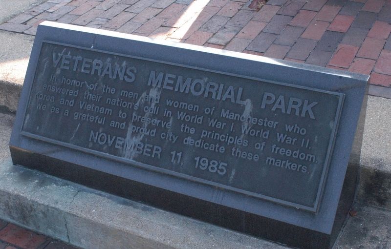 Manchester NH War Memorial Marker. Click for full size. Manchester NH War Memorial Marker image. Click for full size.