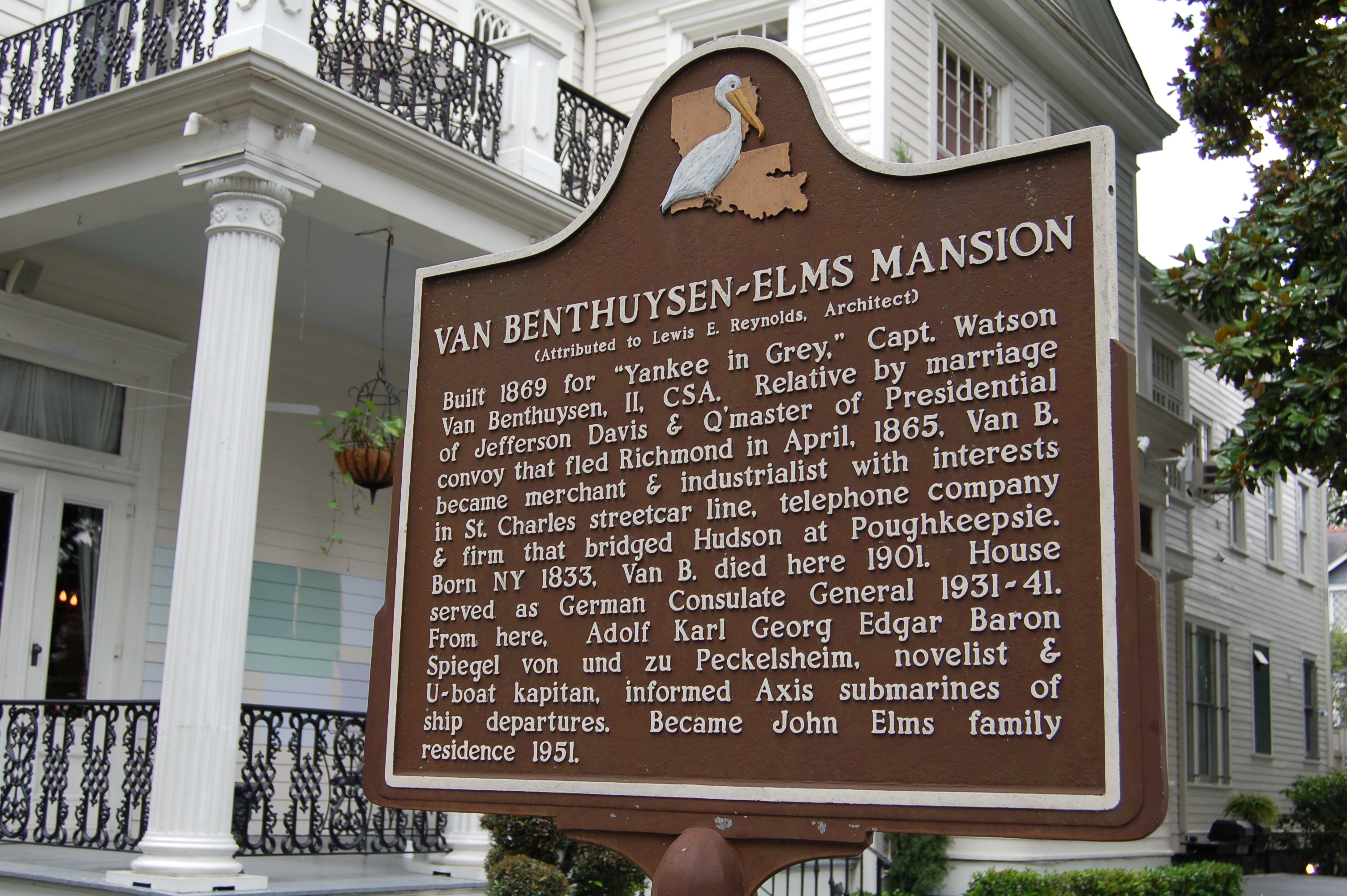 Van Benthuysen - Elms Mansion Marker