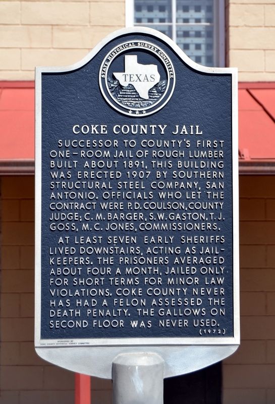 Coke County Jail Marker image. Click for full size.